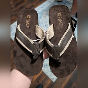 Chaps Men's Dark Brown and Tan Sandals